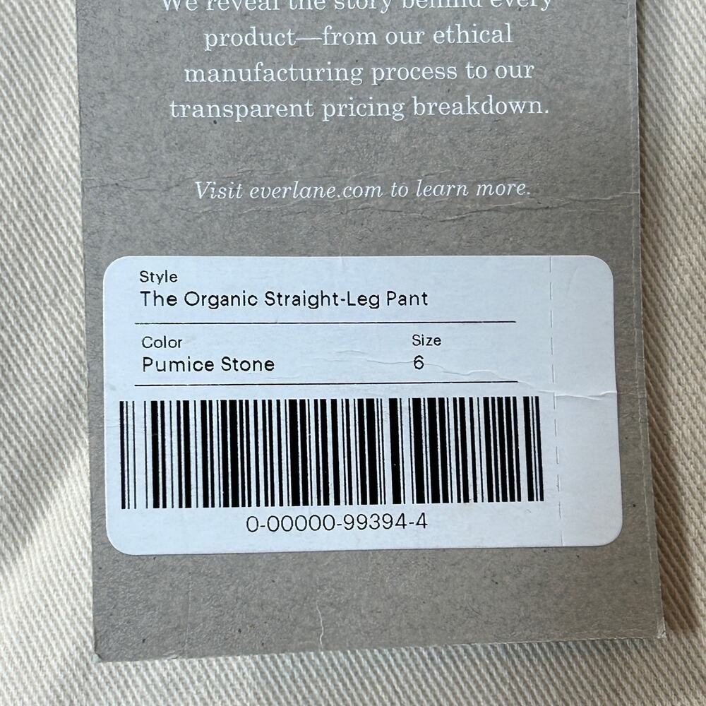 New Everlane The Organic Straight Leg Crop Pants Pumice Stone Women 6 NWT - Picture 11 of 11
